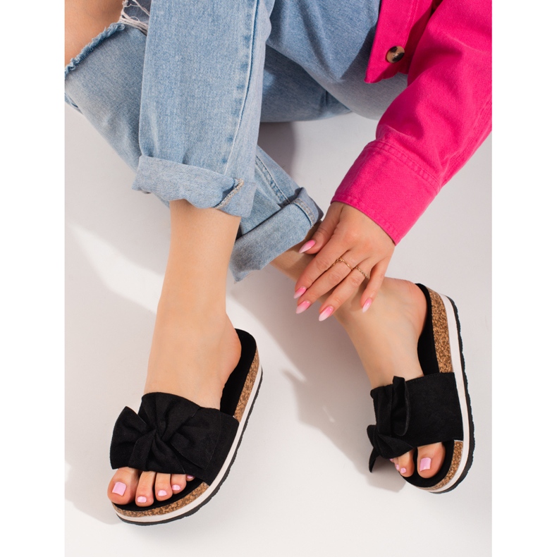 Zapatillas casa mujer ante plataforma Vinceza negro 2