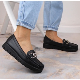 Mocasines de mujer negros en la plataforma con una cadena Potocki YQ21021 3