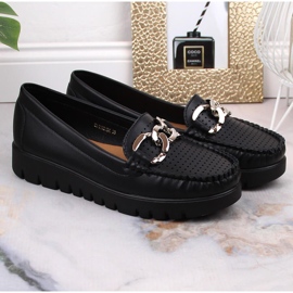 Mocasines de mujer negros en la plataforma con una cadena Potocki YQ21021 6