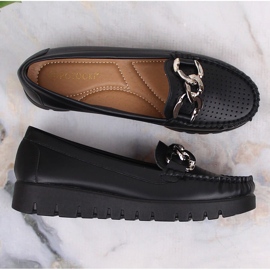Mocasines de mujer negros en la plataforma con una cadena Potocki YQ21021 7