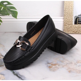 Mocasines de mujer negros en la plataforma con una cadena Potocki YQ21021 8