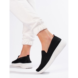 Slip de mujer en tejido negro Shelovet suela gruesa 2