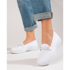 Mocasines de mujer Shelovet de textil blanco 1 Mocasines de mujer Shelovet de textil blanco 1