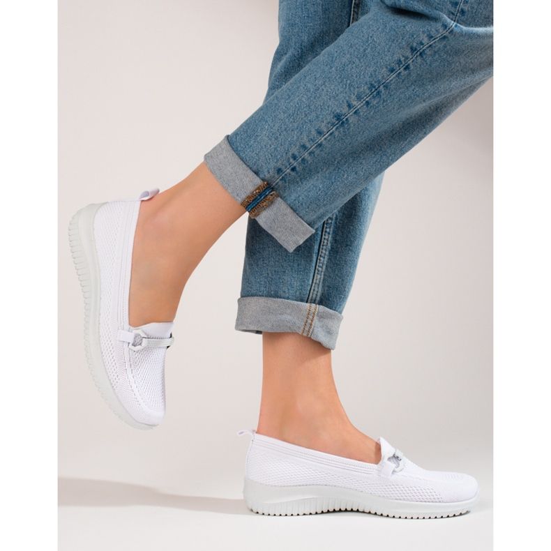 Mocasines de mujer Shelovet de textil blanco 2 Mocasines de mujer Shelovet de textil blanco 2