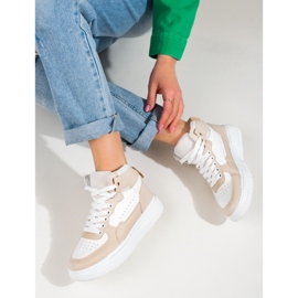 Deportivas altas mujer Shelovet beige y blanco 1