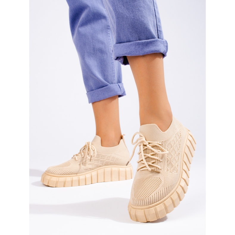 Deportivas mujer tejido Shelovet beige 2