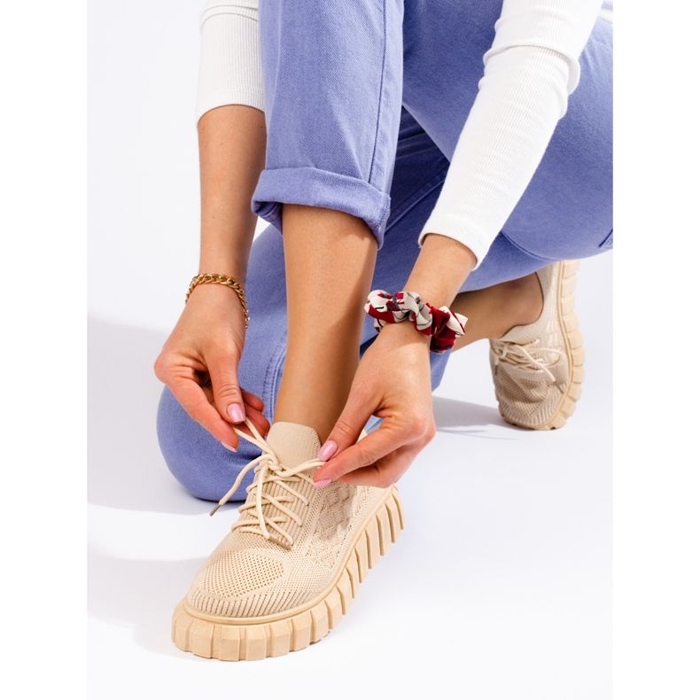Deportivas mujer tejido Shelovet beige 1