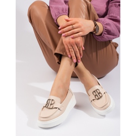 Mocasín vinceza plataforma beige con adorno 2