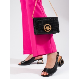 Sandalias negras con tacón bajo decorativo de Vinceza negro 1
