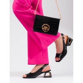 Sandalias negras con tacón bajo decorativo de Vinceza negro 2