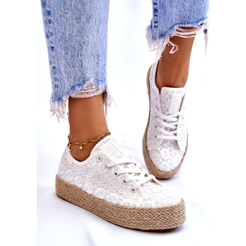 Zapatillas deportivas con plataforma trenzada Big Star para mujer LL274199 Blanco 2 Zapatillas deportivas con plataforma trenzada Big Star para mujer LL274199 Blanco 2
