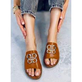 Pantuflas mujer Camel Ébano marrón 1