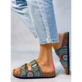 Seastar Zapatillas casa de corcho con abalorios de Adaora Green verde 2
