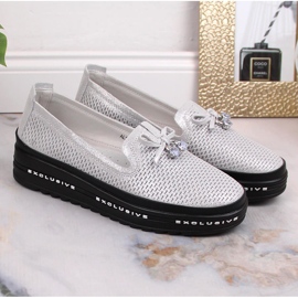 Slip-on mujer cómodos en piel plata S.Barski AL22400 5