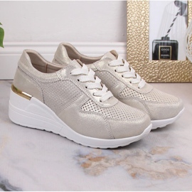 Zapatos cuña cómodos piel oro S.Barski LR29525 dorado 5
