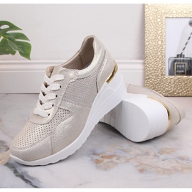 Zapatos cuña cómodos piel oro S.Barski LR29525 dorado 7