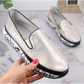 S.Barski LR29050 zapatos sin cordones cómodos de cuero para mujer dorado 5