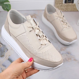 Deportivas mujer piel plataforma beige Artiker 52C1384 3