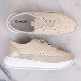 Deportivas mujer piel plataforma beige Artiker 52C1384 5