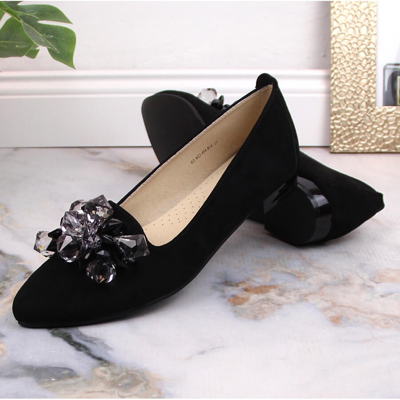 Bailarinas de mujer en ante negro con cristales T.Sokolski W23-464 1