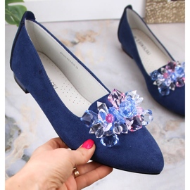 Bailarinas de mujer en ante azul con cristales T.Sokolski W23-464 6