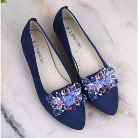 Bailarinas de mujer en ante azul con cristales T.Sokolski W23-464 8