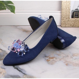 Bailarinas de mujer en ante azul con cristales T.Sokolski W23-464 1