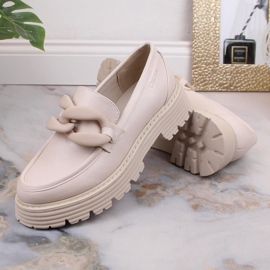 Big Star tacones y mocasines plataforma con cadena beige LL274581 7