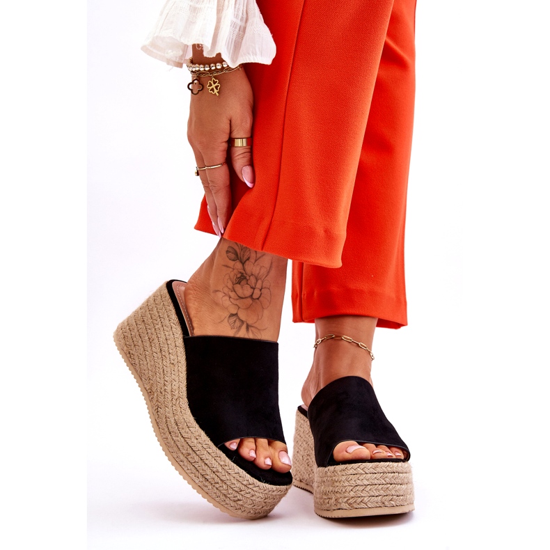 FS1 Pantuflas Mujer Cuña Y Plataforma Negro Ysabel 2