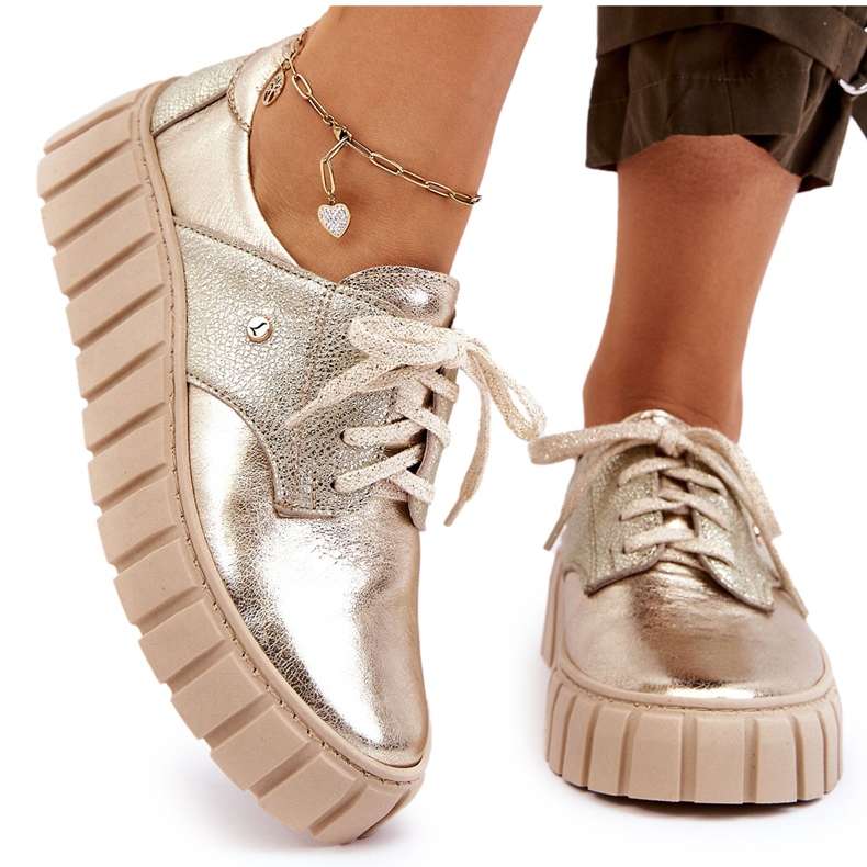 Lemar Zapatos con plataforma de piel, dorados 4