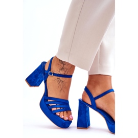 FB2 Sandalias Mujer Plataforma Ante Azul Verda 3