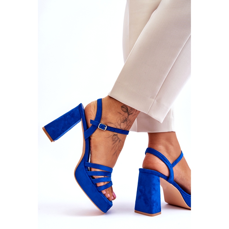 FB2 Sandalias Mujer Plataforma Ante Azul Verda 4