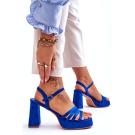 FB2 Sandalias Mujer Plataforma Ante Azul Verda 6