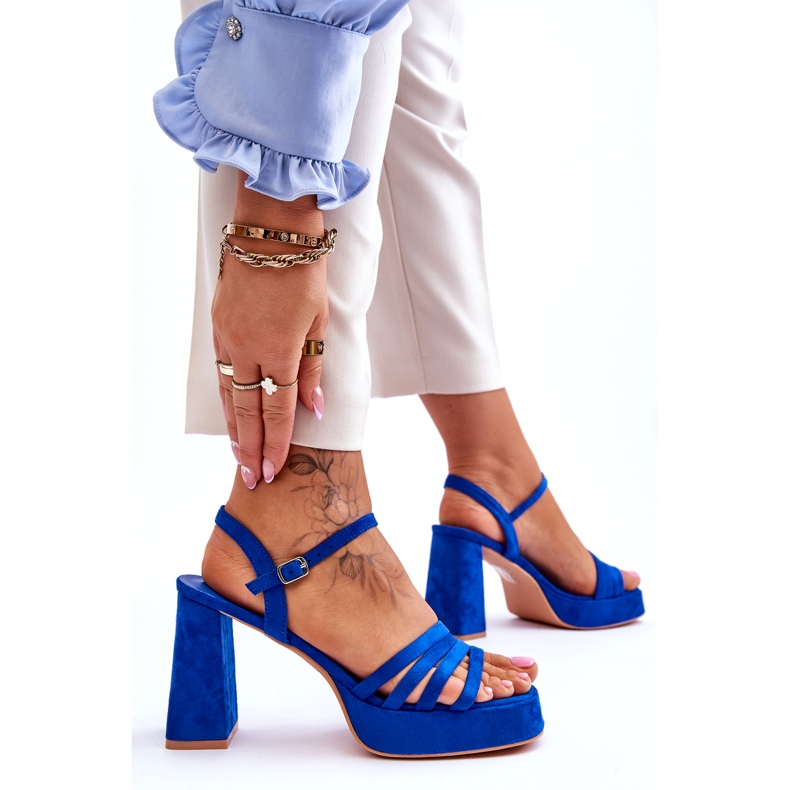 FB2 Sandalias Mujer Plataforma Ante Azul Verda 6