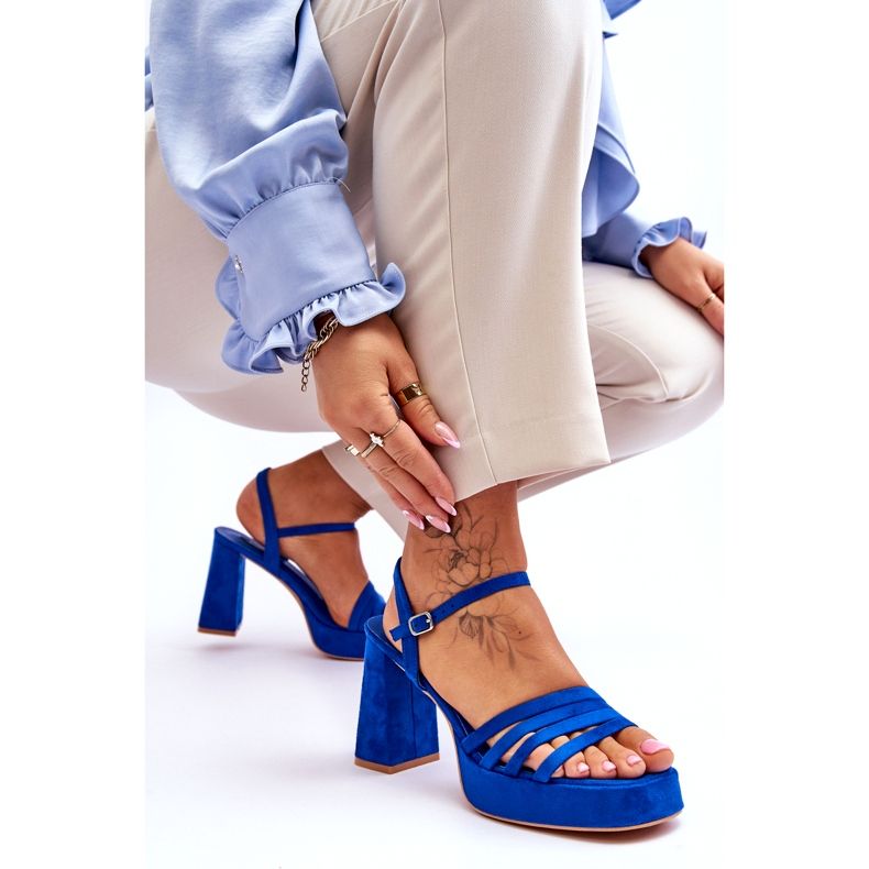 FB2 Sandalias Mujer Plataforma Ante Azul Verda 8