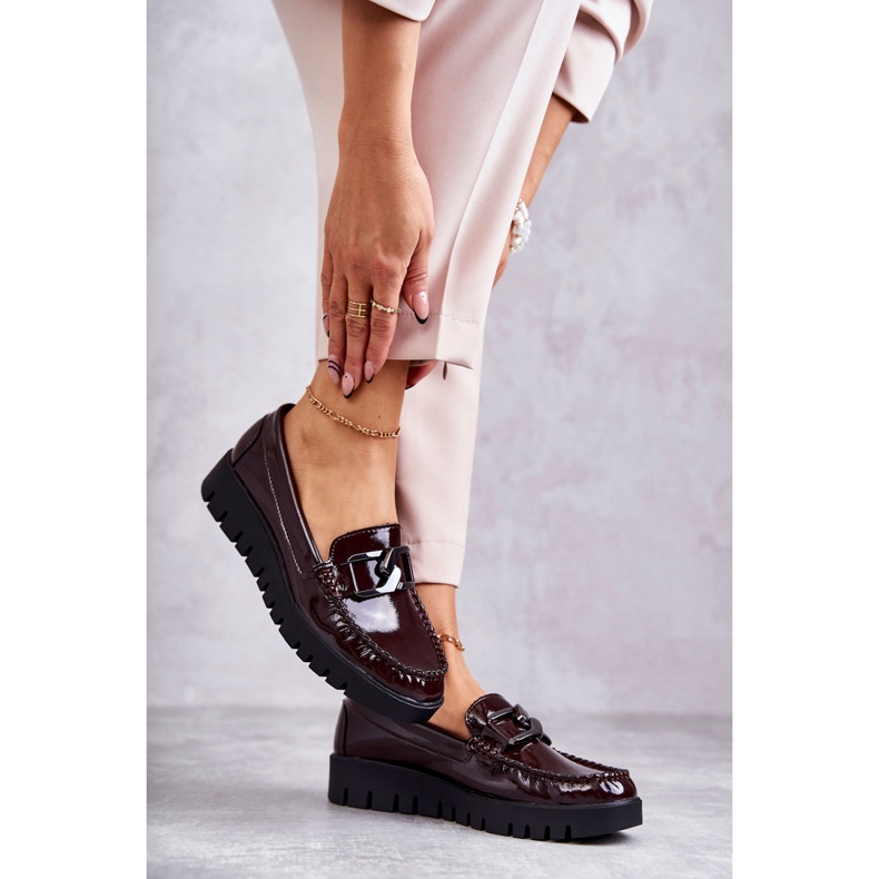 Sergio Leone Mocasines Lacados Sobre Plataforma Kjersti Burdeos rojo 2