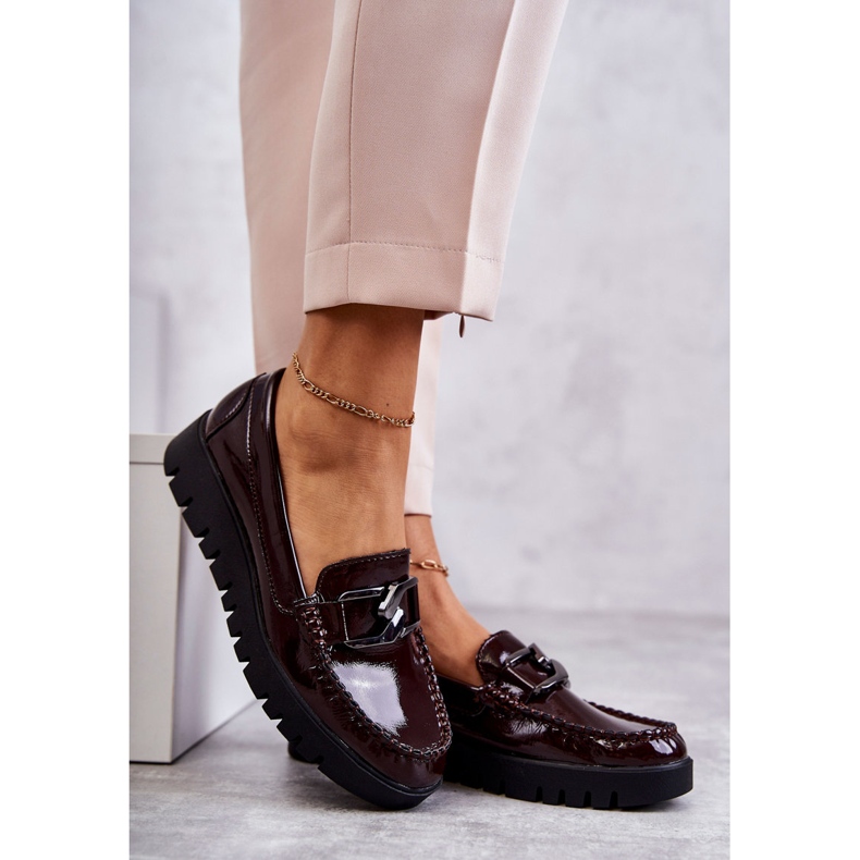 Sergio Leone Mocasines Lacados Sobre Plataforma Kjersti Burdeos rojo 3