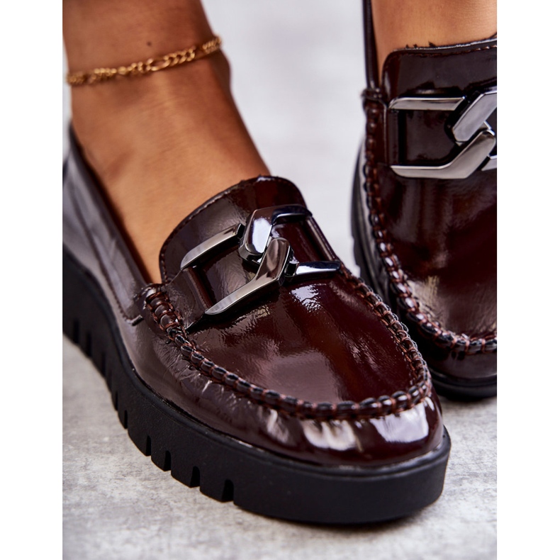 Sergio Leone Mocasines Lacados Sobre Plataforma Kjersti Burdeos rojo 4