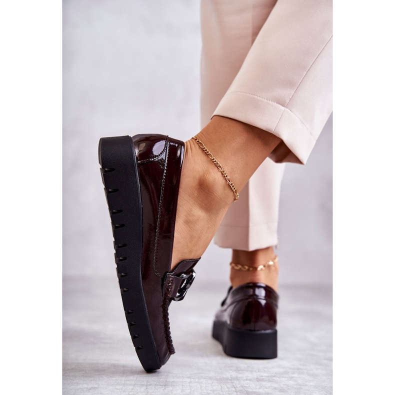 Sergio Leone Mocasines Lacados Sobre Plataforma Kjersti Burdeos rojo 5