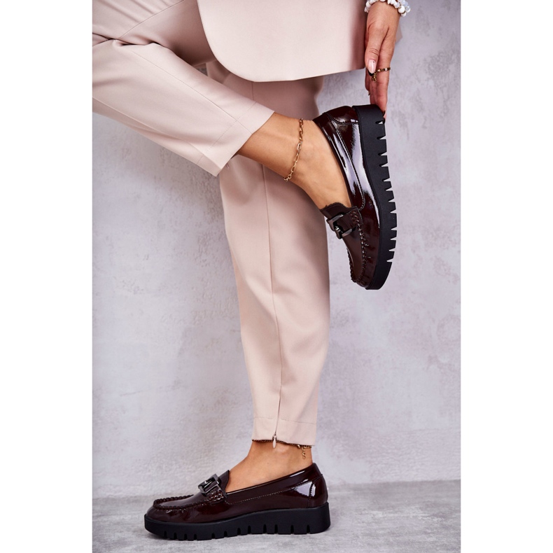 Sergio Leone Mocasines Lacados Sobre Plataforma Kjersti Burdeos rojo 6