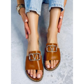 BM Chanclas de mujer Tonya Camel marrón 3