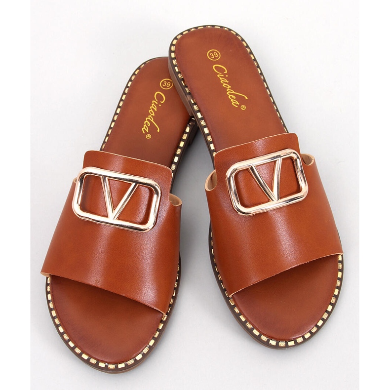 BM Chanclas de mujer Tonya Camel marrón 1
