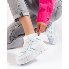 Zapatillas deportivas de mujer Shelovet blancas y azules. blanco 3