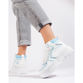 Zapatillas deportivas de mujer Shelovet blancas y azules. blanco 5