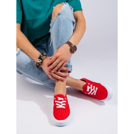 Zapatillas clásicas con cordones para mujer Shelovet rojo 5