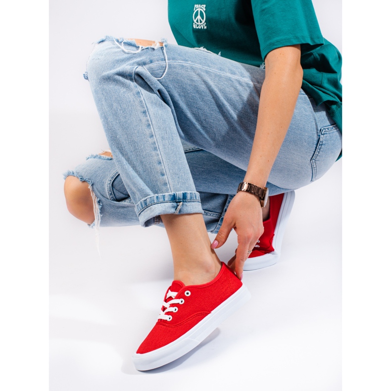 Zapatillas clásicas con cordones para mujer Shelovet rojo 1