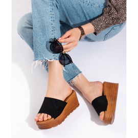 Zapatillas casa mujer cuña Shelovet ante negro 4