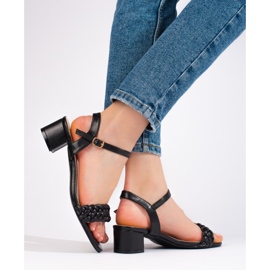 Sandalias negras de tacón bajo de Shelovet negro 3