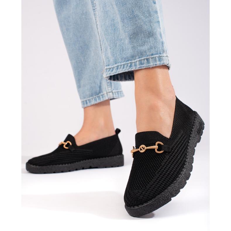Slip on mujer tejido Shelovet negro 2