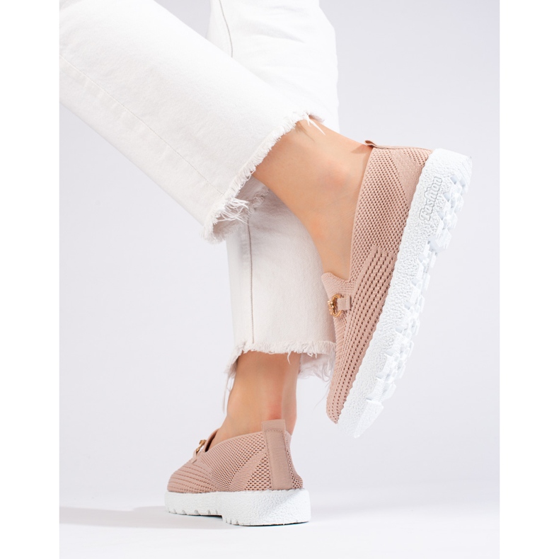 Slip on de mujer en tejido Shelovet rosa empolvado 1